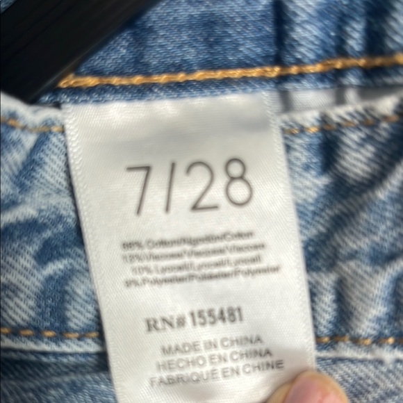 Blue Flare Wide Leg Jeans with Distressed Knees - Picture 5 of 5